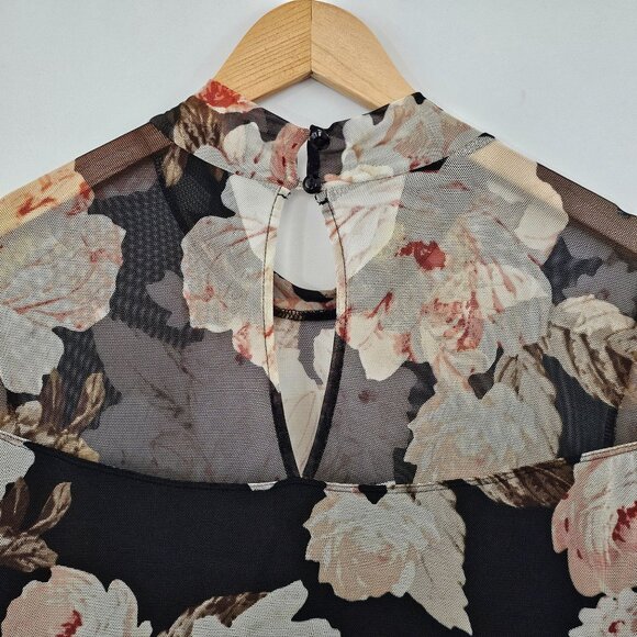 En Focus Maxi Dress 18W Black Pink Floral Sheer Mesh Boho Whimsigoth Fairygrunge - Picture 7 of 9